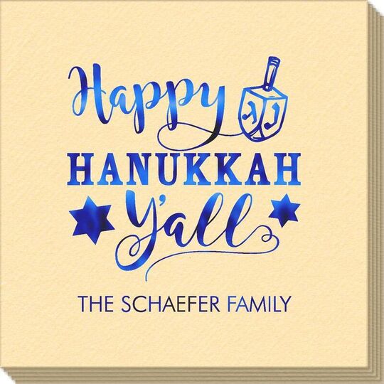 Happy Hanukkah Y'all Linen Like Napkins